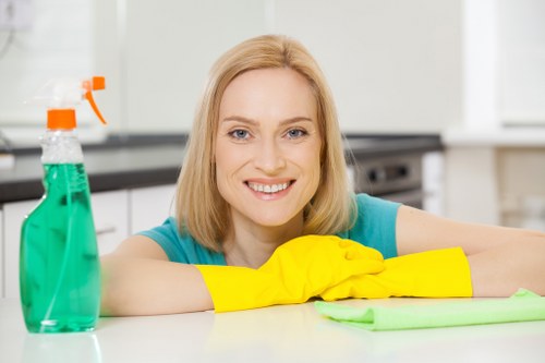 Professional move-out cleaning in a Putney bathroom and hallway